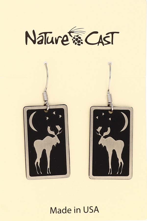 12118 Earring dangle moon moose LARGE