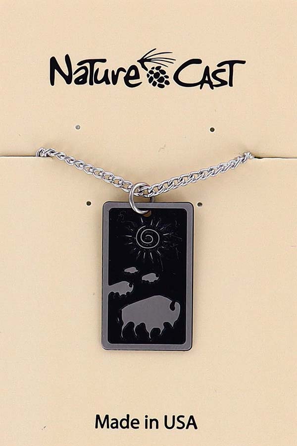 12121 Pendant rect buffalo crossing w/18" chain THUMBNAIL