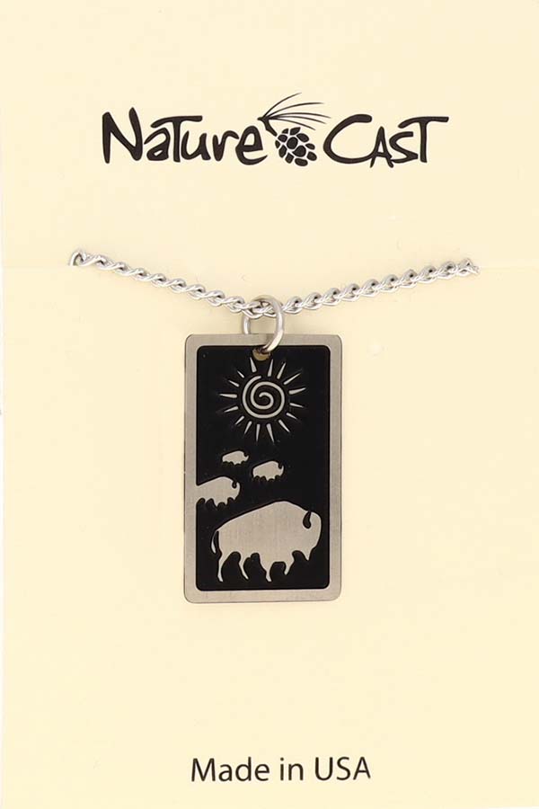 12121 Pendant rect buffalo crossing w/18" chain THUMBNAIL