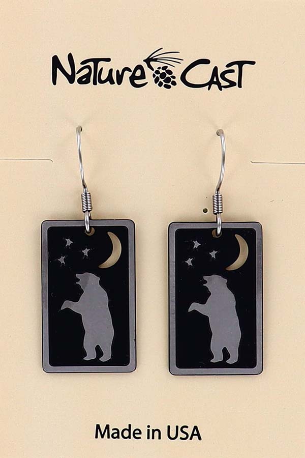 12122 Earring dangle rectangle dancing bear THUMBNAIL