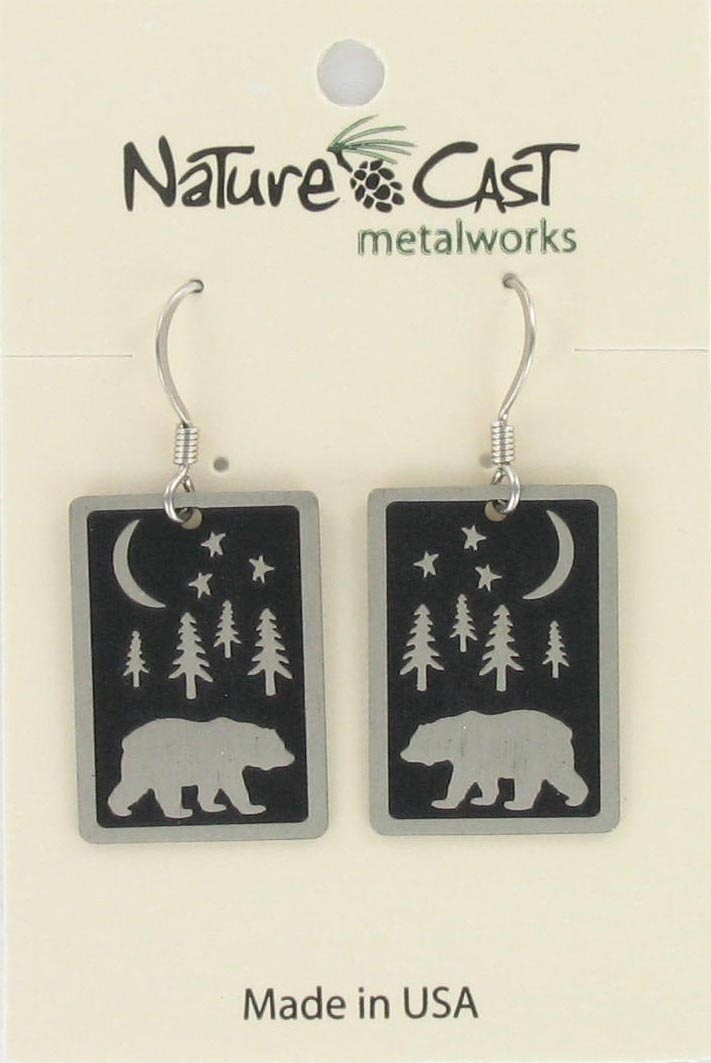 Earring dangle grizzly moon THUMBNAIL