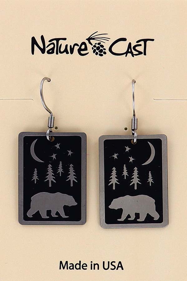 12124 Earring dangle grizzly moon LARGE