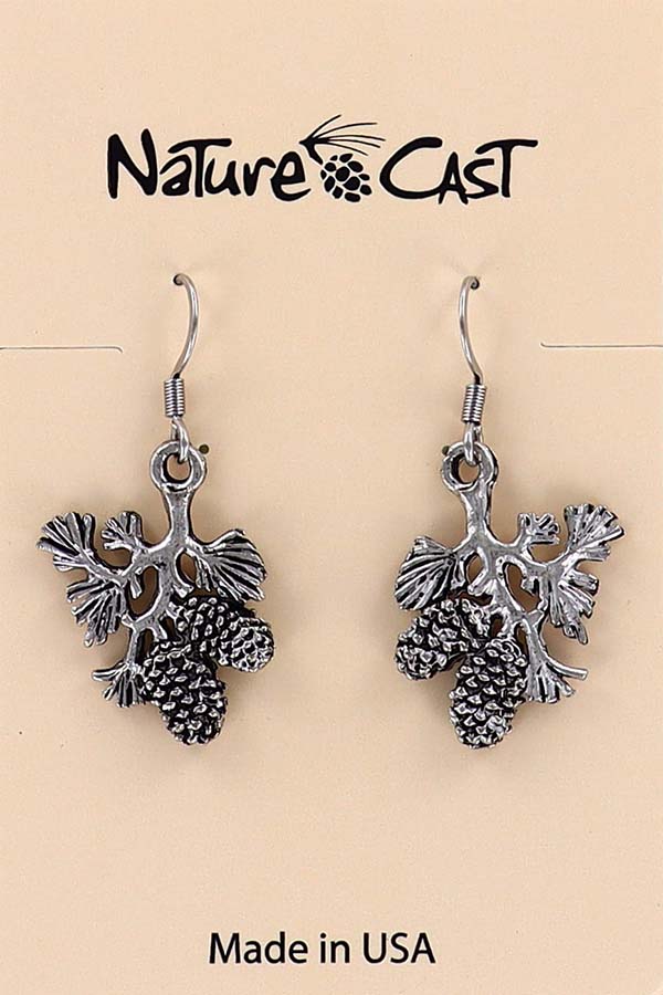 12343 Earring dangle branch w/ pinecone THUMBNAIL