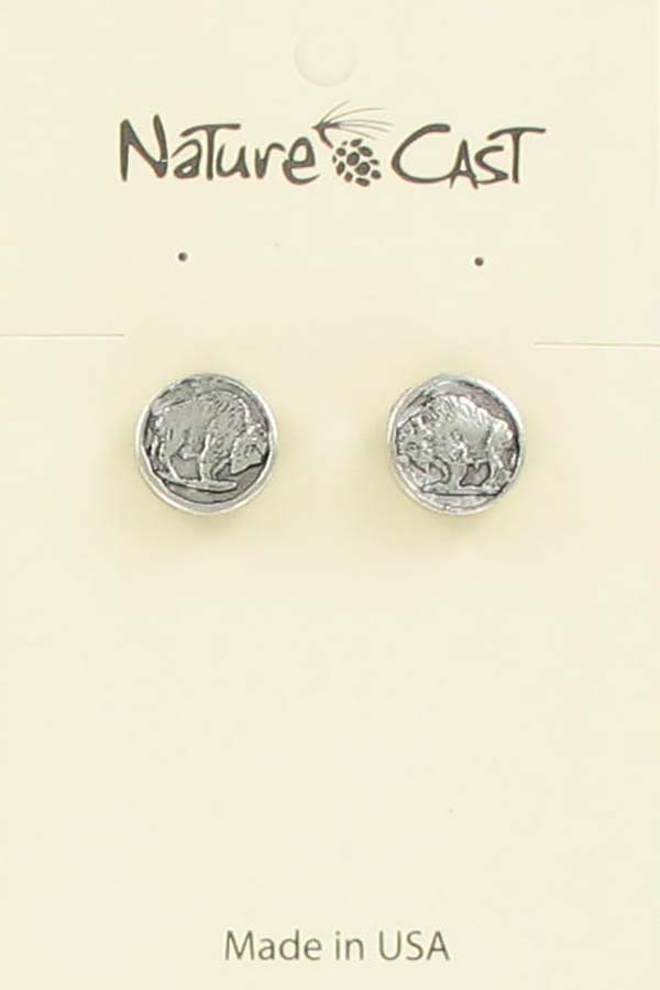 Earring post buffalo head coin LARGE