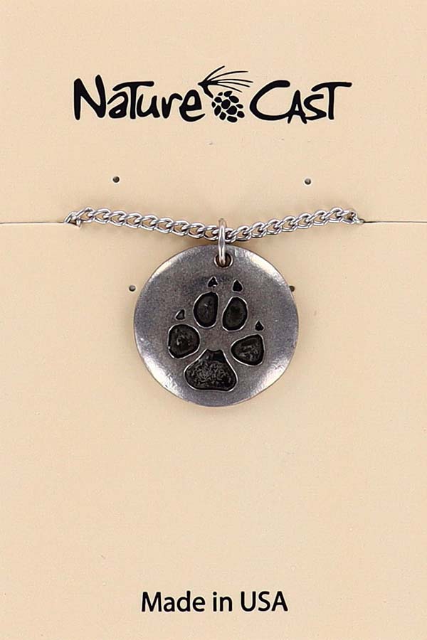 12350 Pendant wolf paw print w/18"  chain LARGE