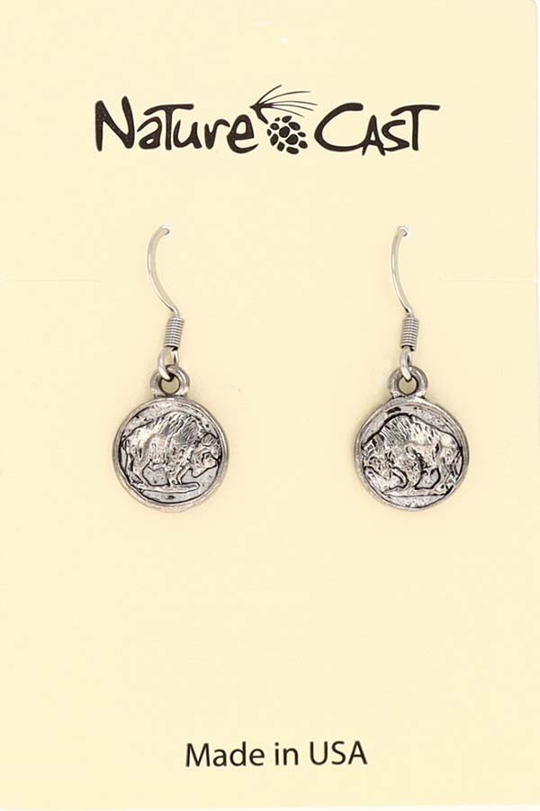 12358 Earring dangle bison coin THUMBNAIL