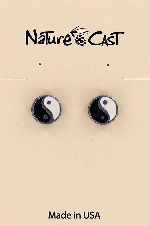 12365 Earring post enamel yin/yang LARGE