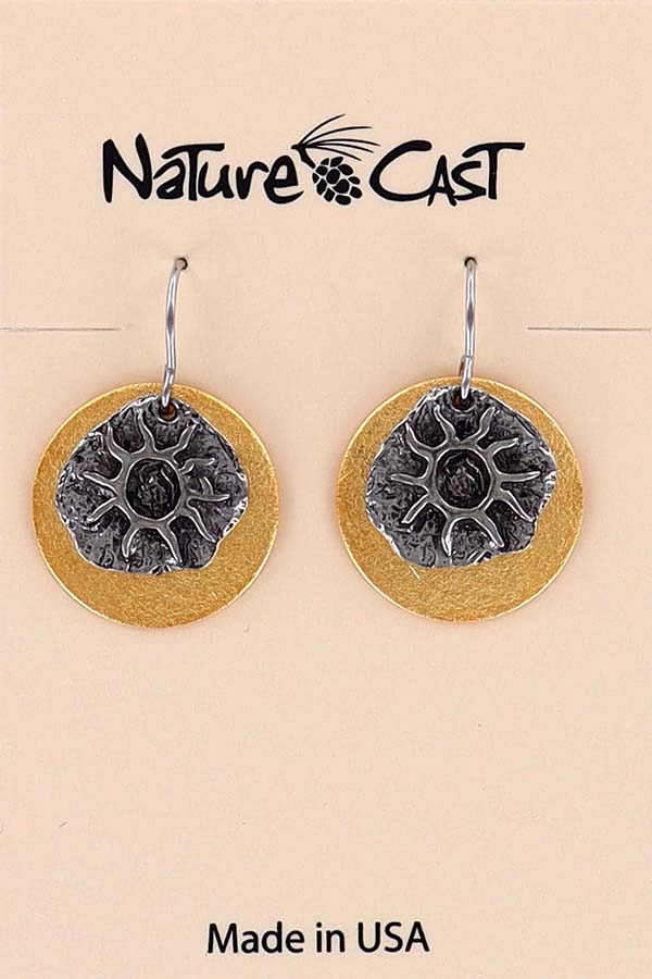 12381 Earring dangle small sun on disc THUMBNAIL