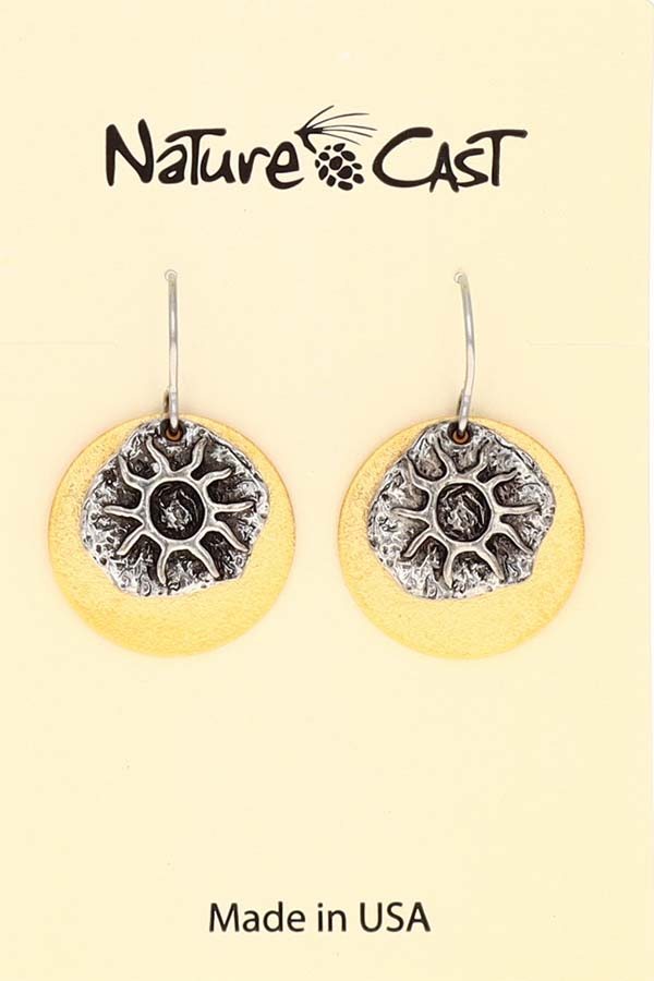 12381 Earring dangle small sun on disc THUMBNAIL