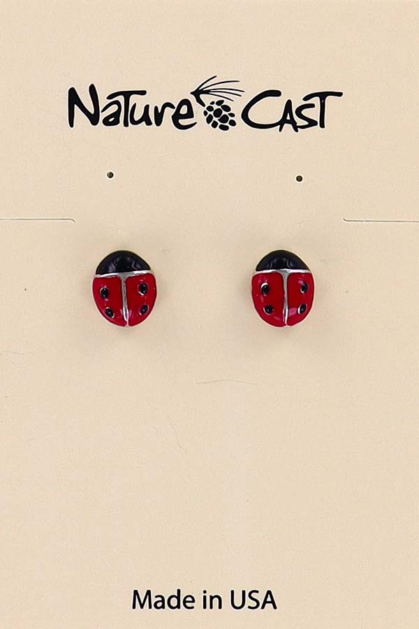 12387 Earring post enamel lady bug LARGE