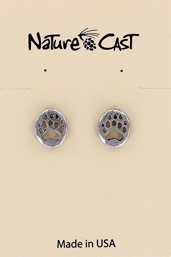 12392 Earring post cutout bear paw THUMBNAIL