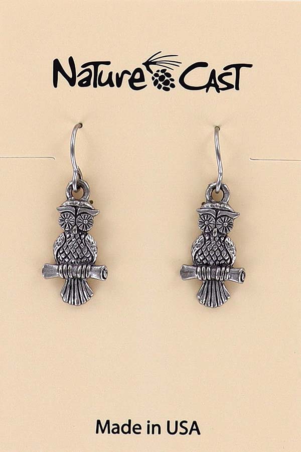 12396 Earring dangle owl on branch THUMBNAIL