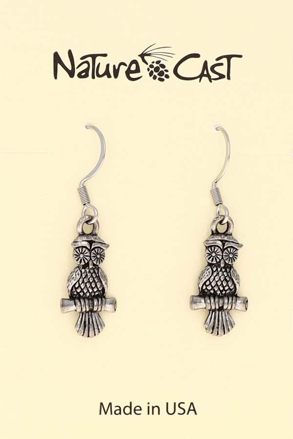 12396 Earring dangle owl on branch THUMBNAIL