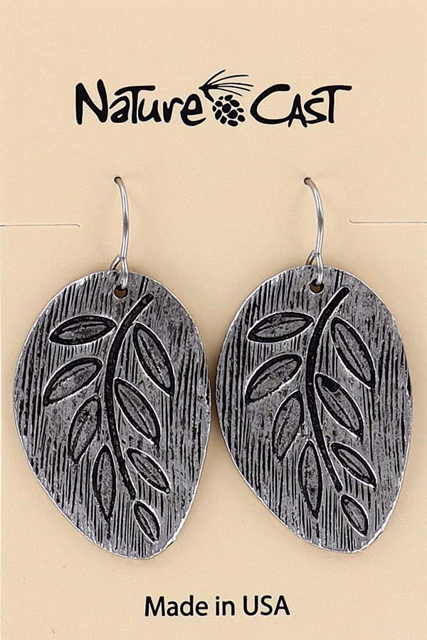 12397 Earring dangle embossed leaf MAIN