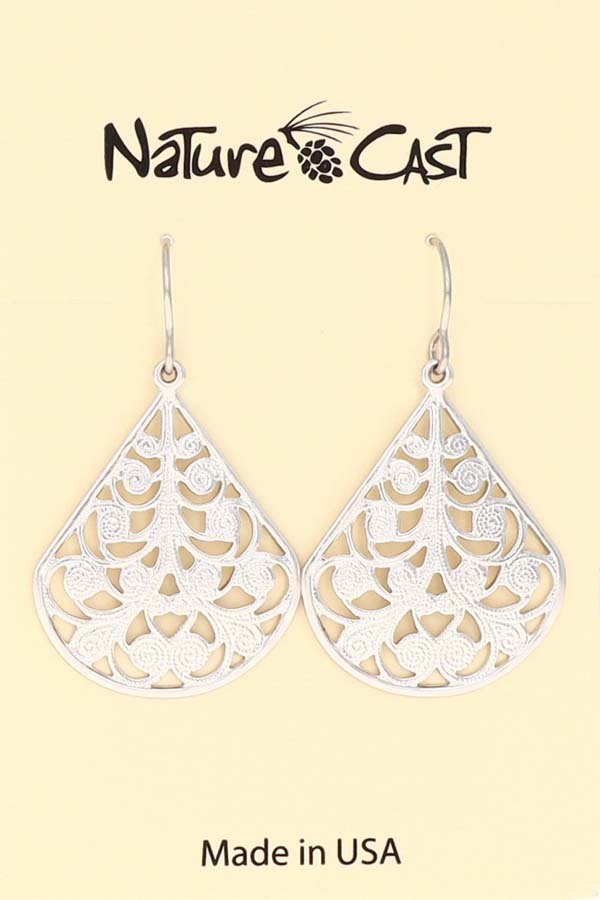 12404 Earring dangle teardrop filigree spirals THUMBNAIL