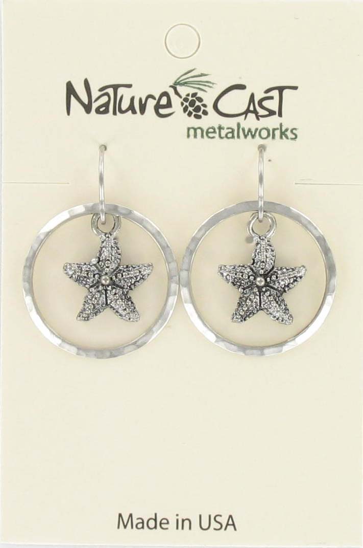 Earring dangle starfish in circle THUMBNAIL