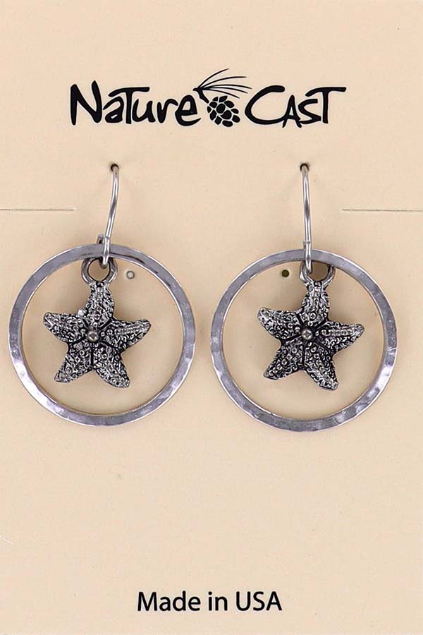 12409 Earring dangle starfish in circle MAIN