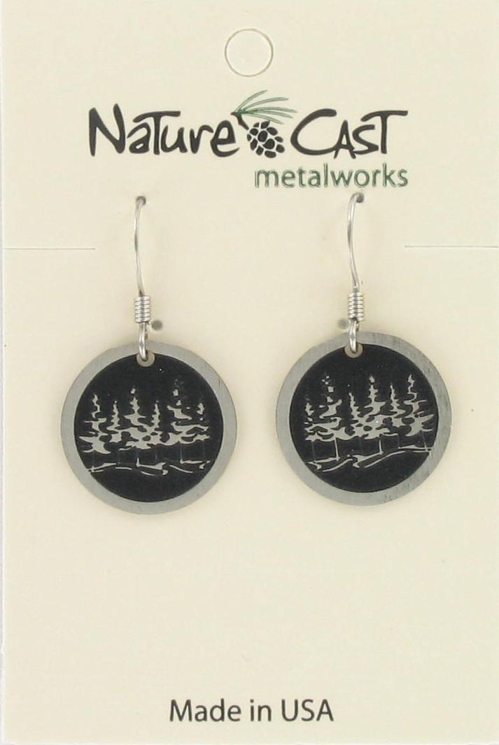 Earring dangle trees on round disc THUMBNAIL