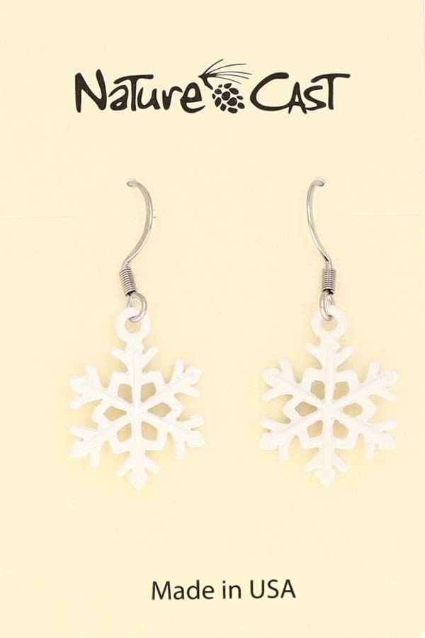 12427 Earring dangle white glitter snowflake LARGE
