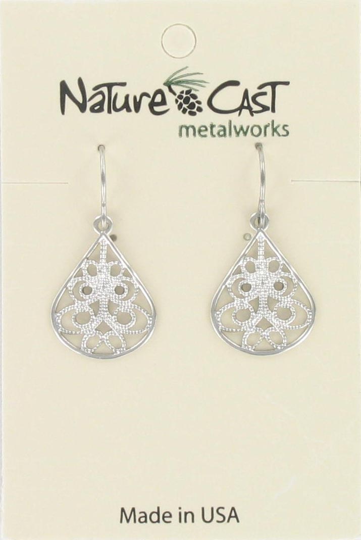 Earring dangle small filigree teardrop THUMBNAIL