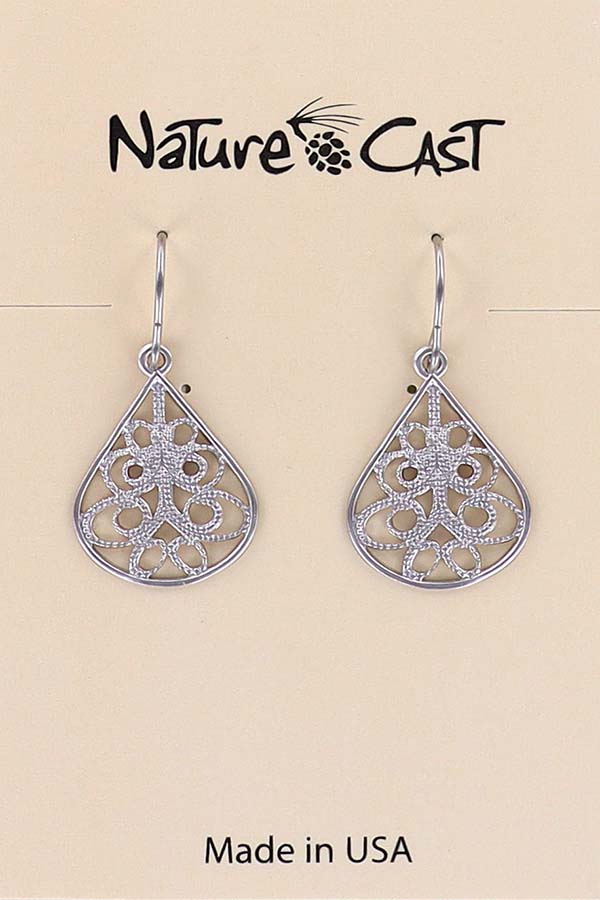 12428 Earring dangle small filigree teardrop MAIN
