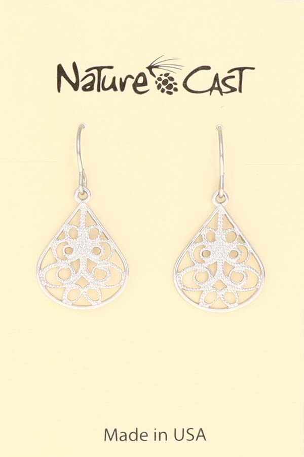 12428 Earring dangle small filigree teardrop LARGE