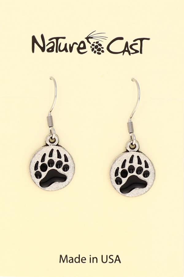 12438 Earring dangle enamel bear paw MAIN