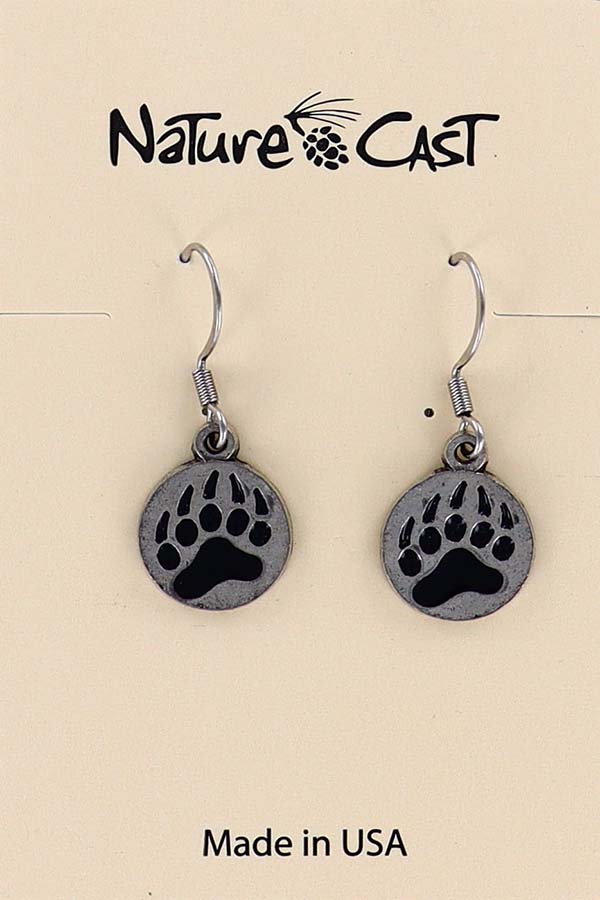 12438 Earring dangle enamel bear paw LARGE
