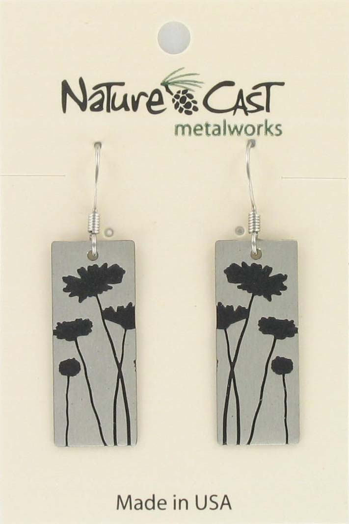 Earring dangle flowers on disc THUMBNAIL