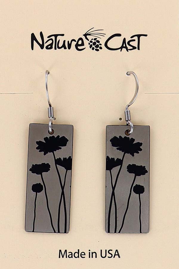 12454 Earring dangle flowers on disc THUMBNAIL