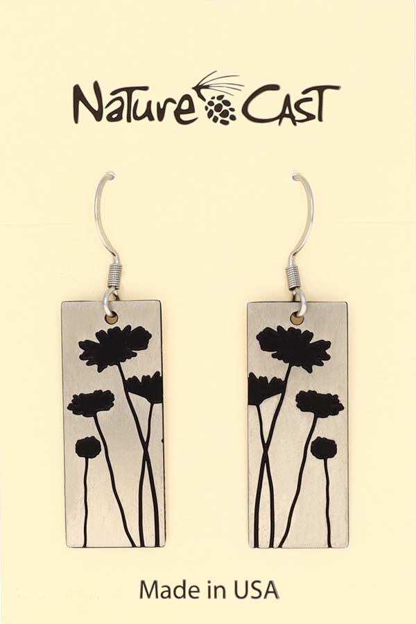 12454 Earring dangle flowers on disc THUMBNAIL