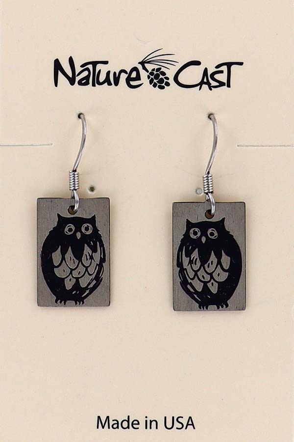 12459 Earring dangle owl on disc THUMBNAIL