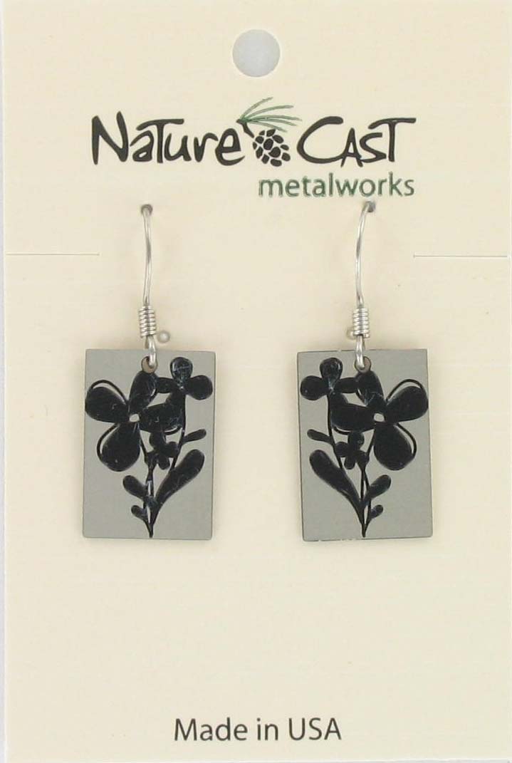 Earring dangle posy on rectangle disc THUMBNAIL