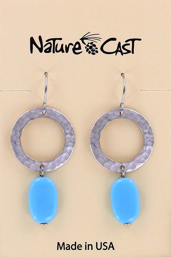 12469 Earring dangle circle with color drop THUMBNAIL