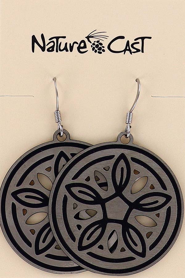 12496 Earring dangle 33mm disc with leaves and cutouts LARGE