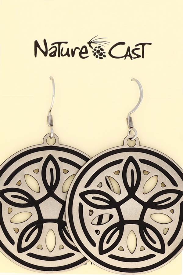 12496 Earring dangle 33mm disc with leaves and cutouts LARGE