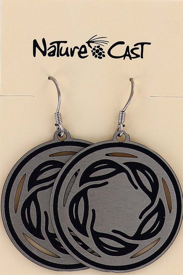 12498 Earring dangle 33mm circle with leaf garland and cutouts MAIN