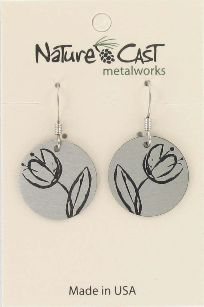 Earring dangle tulip disc THUMBNAIL