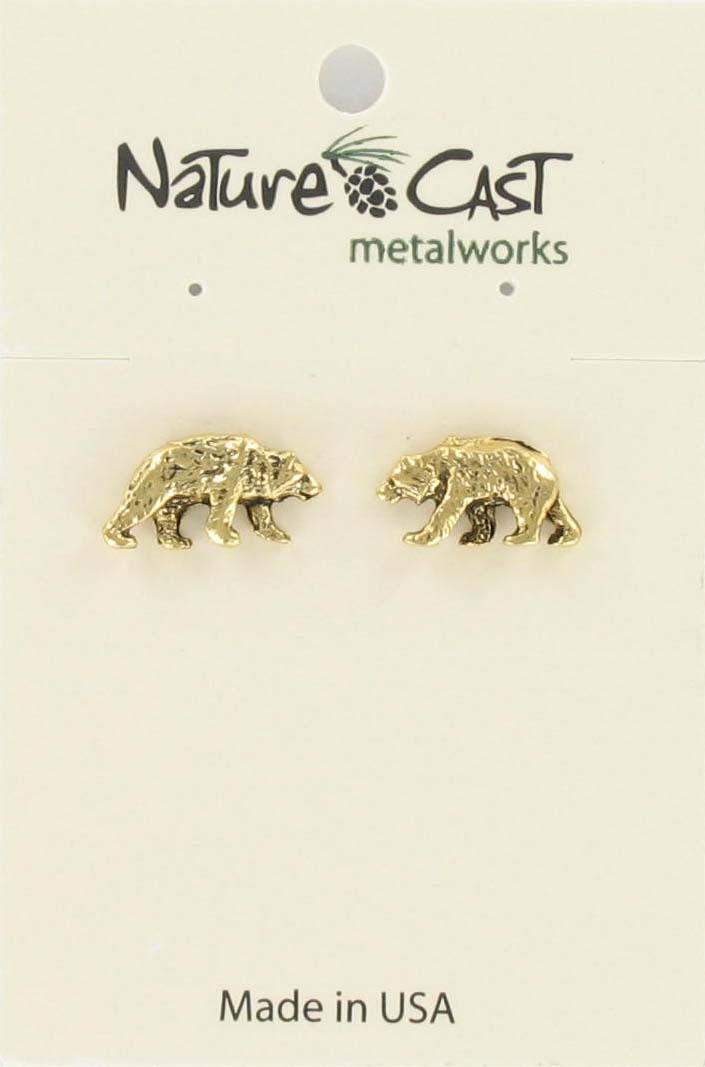 Earring post bear gold tone MAIN
