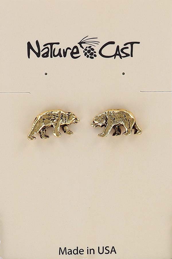 12508 Earring post bear gold tone LARGE