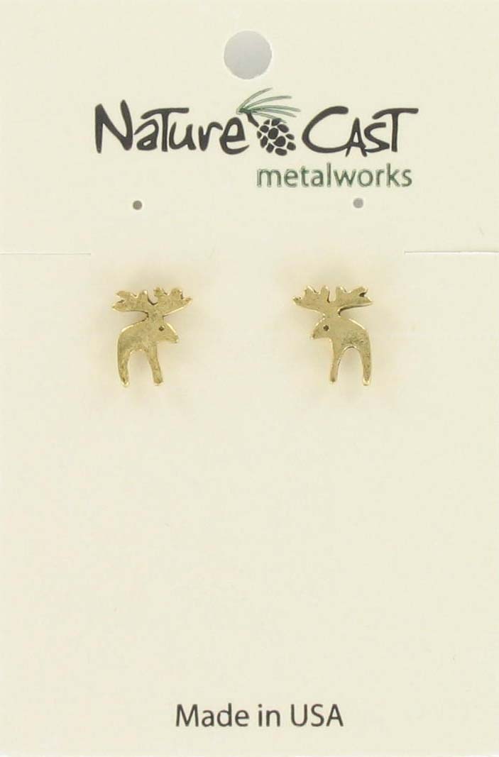 Earring post contemporary moose gold tone MAIN