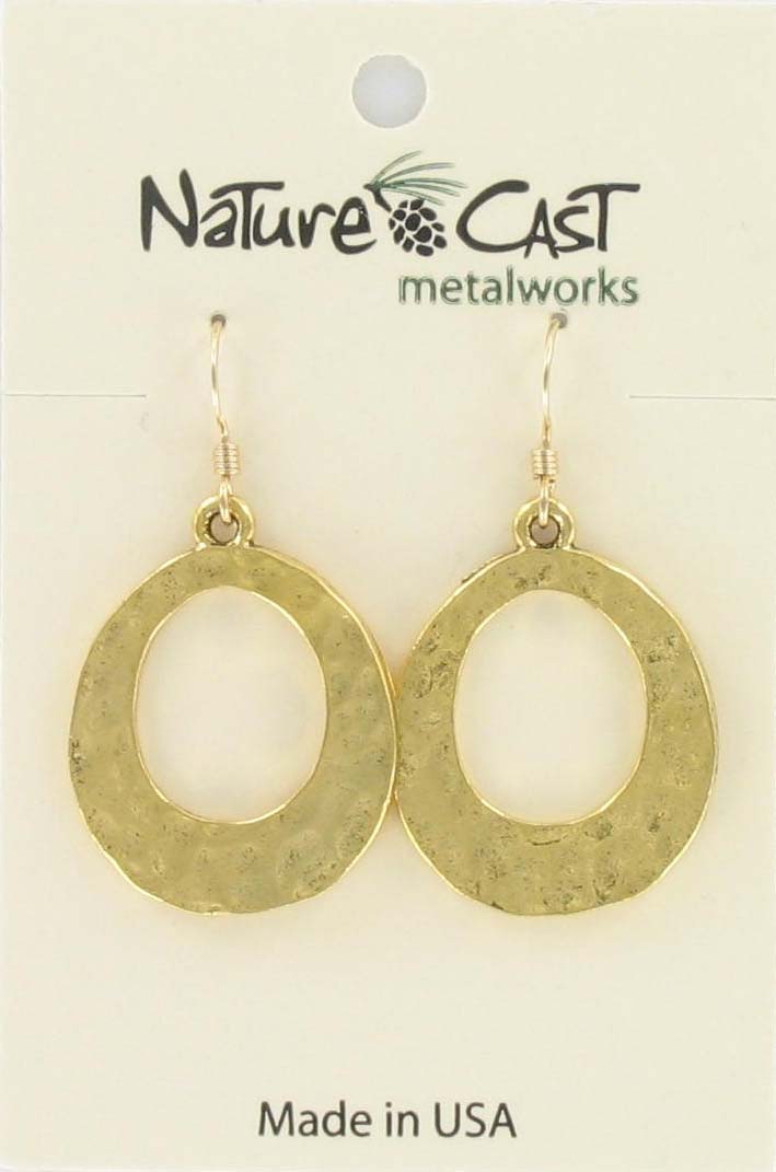 Earring dangle hoop gold tone THUMBNAIL