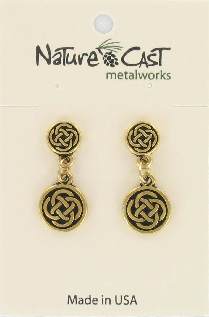 Earring post dangle celtic gold tone THUMBNAIL