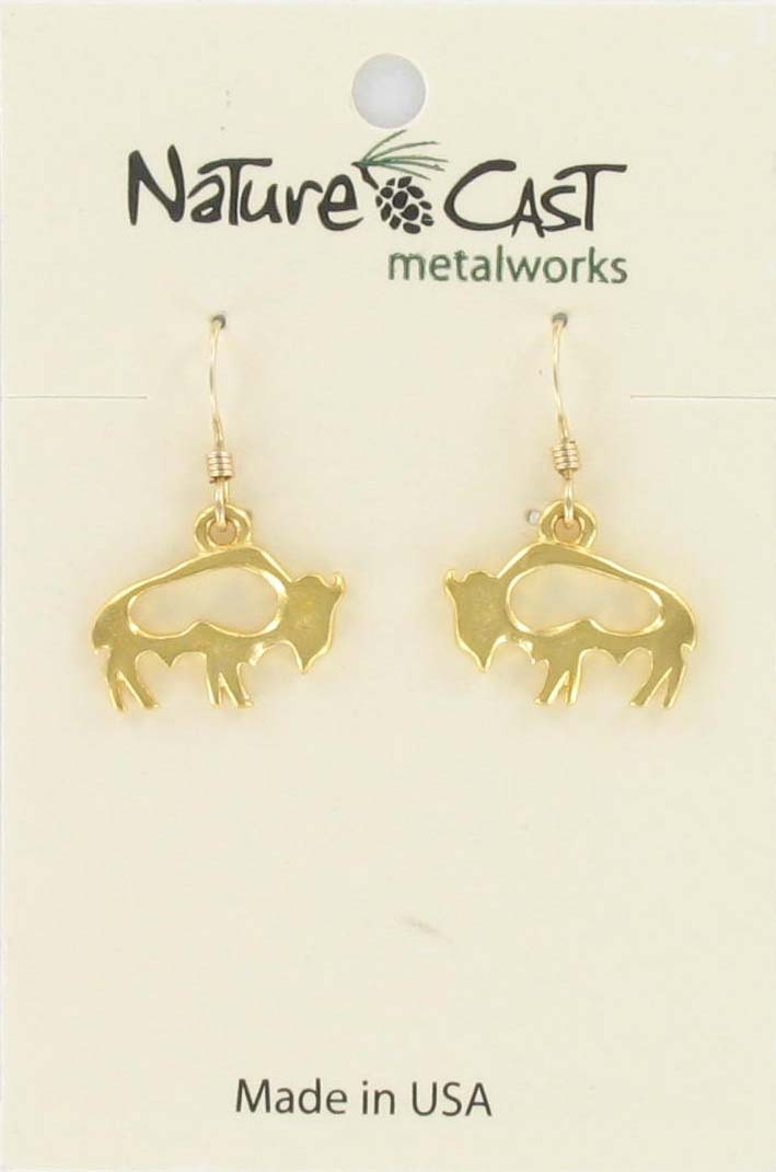 Earring dangle petro bison gold tone THUMBNAIL