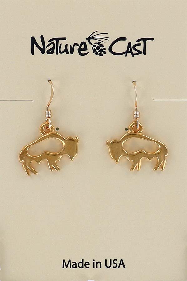 12524 Earring dangle petro bison gold tone THUMBNAIL