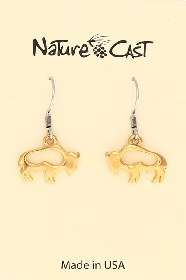 12524 Earring dangle petro bison gold tone THUMBNAIL