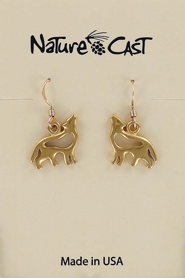 12525 Earring dangle petro wolf gold tone LARGE