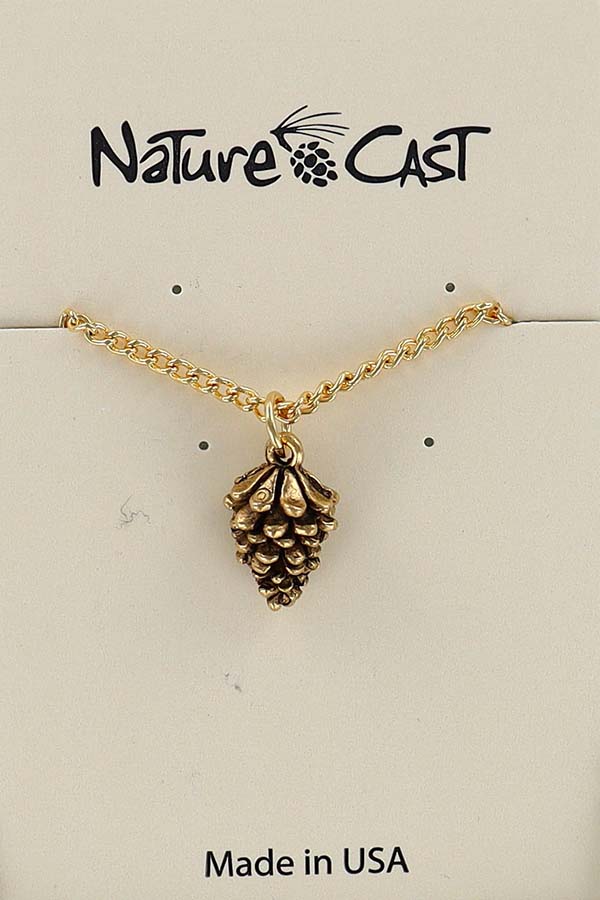 12526 Pendant pine cone gold tone w/18" chain LARGE