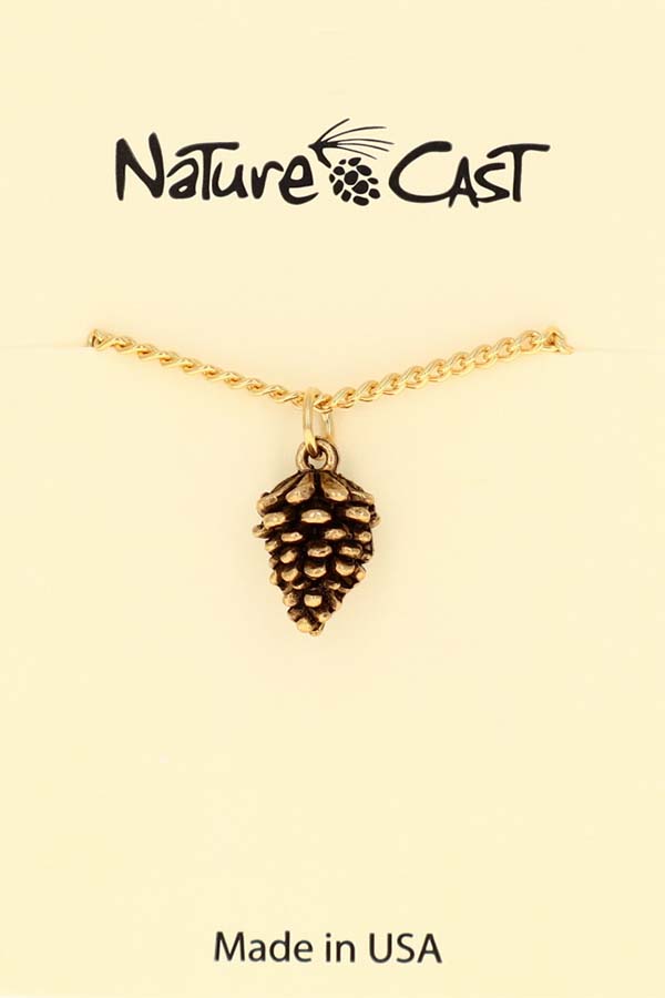 12526 Pendant pine cone gold tone w/18" chain THUMBNAIL
