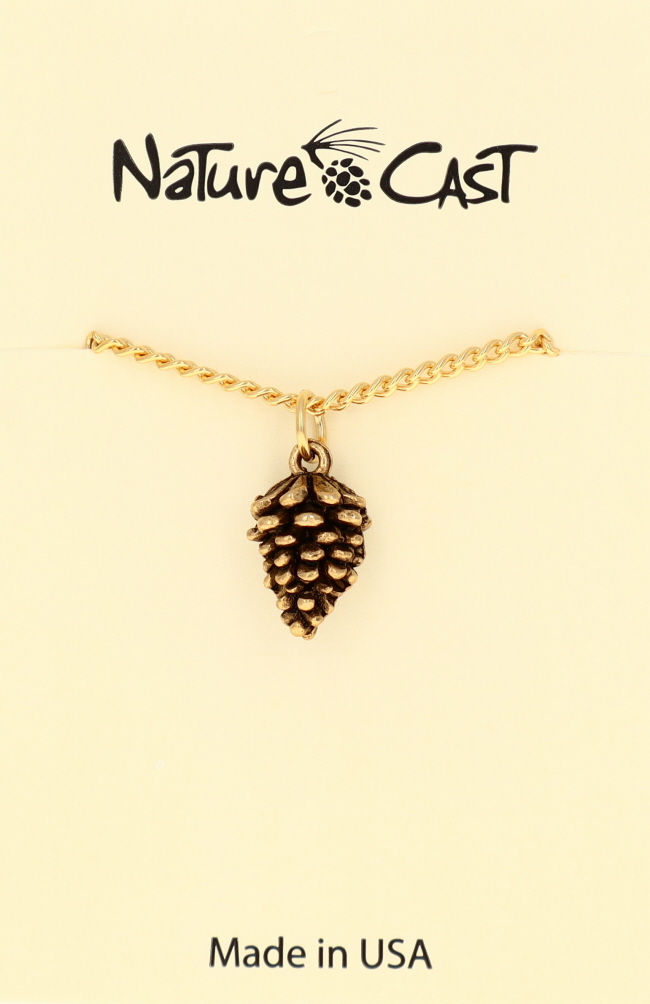 12526 Pendant pine cone gold tone w/18" chain THUMBNAIL